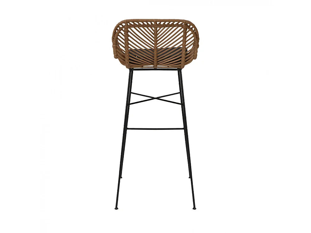 Nunuhai - Lot de 2 tabourets de bar en rotin H76cm - Bois foncé