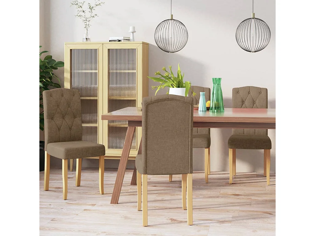 Cadeiras de jantar 4 pcs tecido cinzento-acastanhado