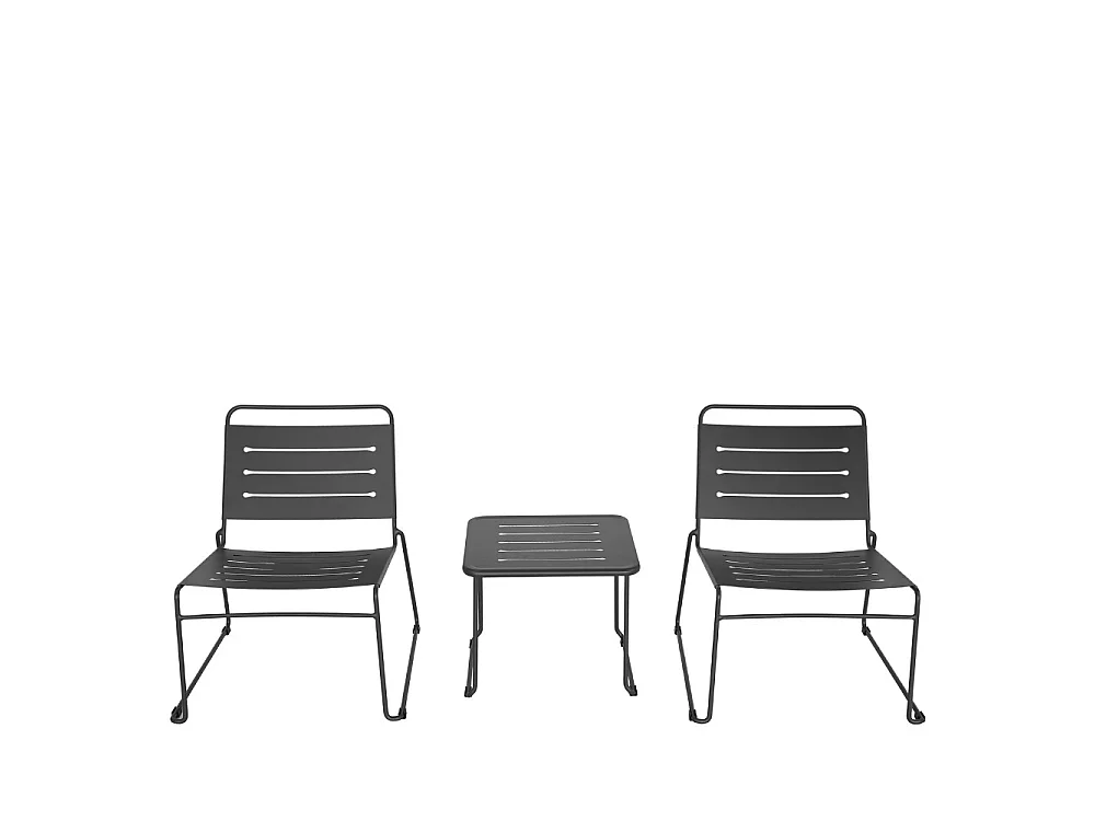 Solena - Salon de jardin 2 personnes en métal - Gris foncé