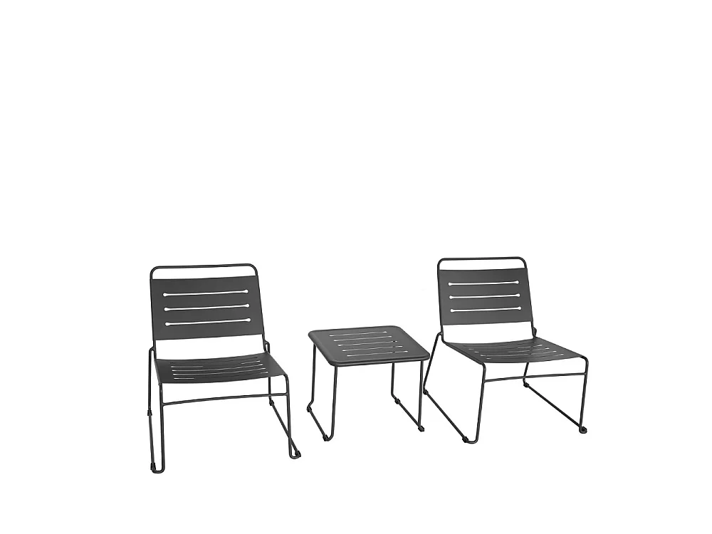 Solena - Salon de jardin 2 personnes en métal - Gris foncé