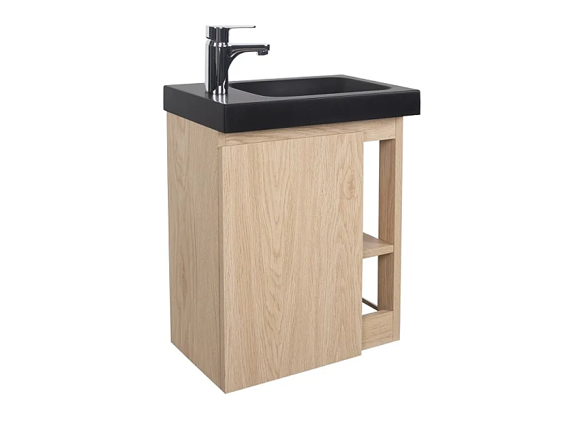 Mobile lavabo sospeso MILTON L.41,5 x P.23,5 cm rettangolare rovere con lavabo nero