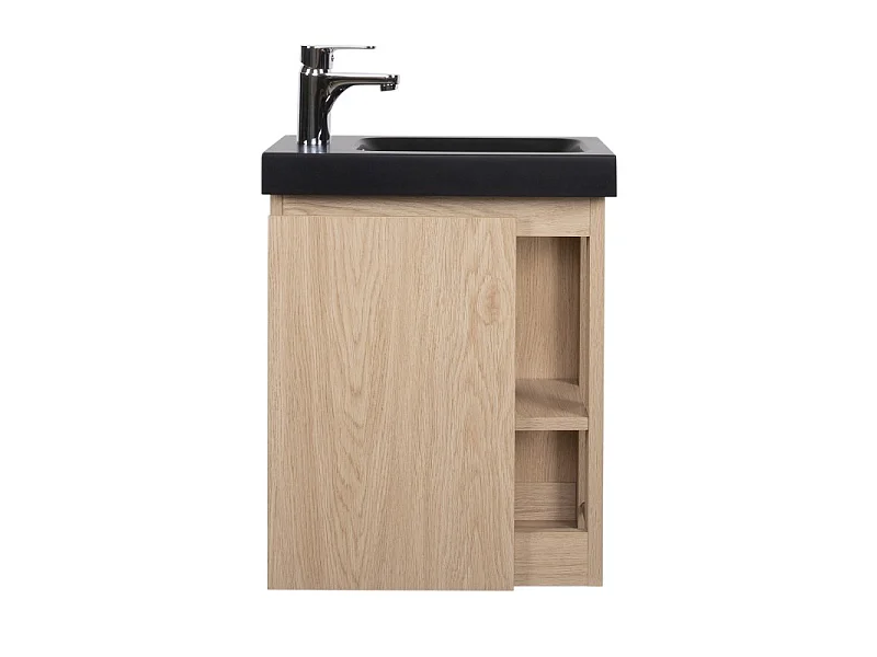 Mobile lavabo sospeso MILTON L.41,5 x P.23,5 cm rettangolare rovere con lavabo nero