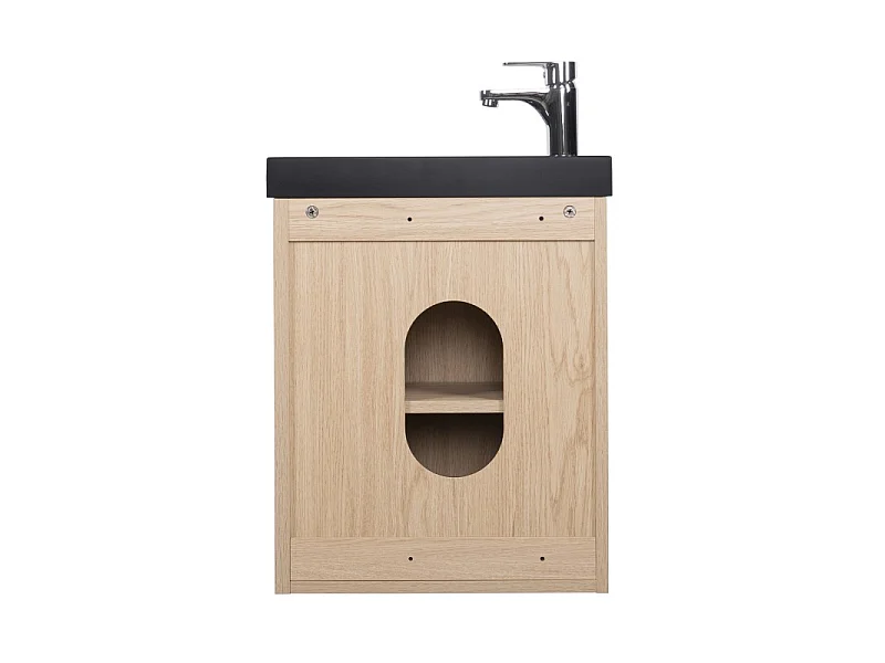 Mobile lavabo sospeso MILTON L.41,5 x P.23,5 cm rettangolare rovere con lavabo nero