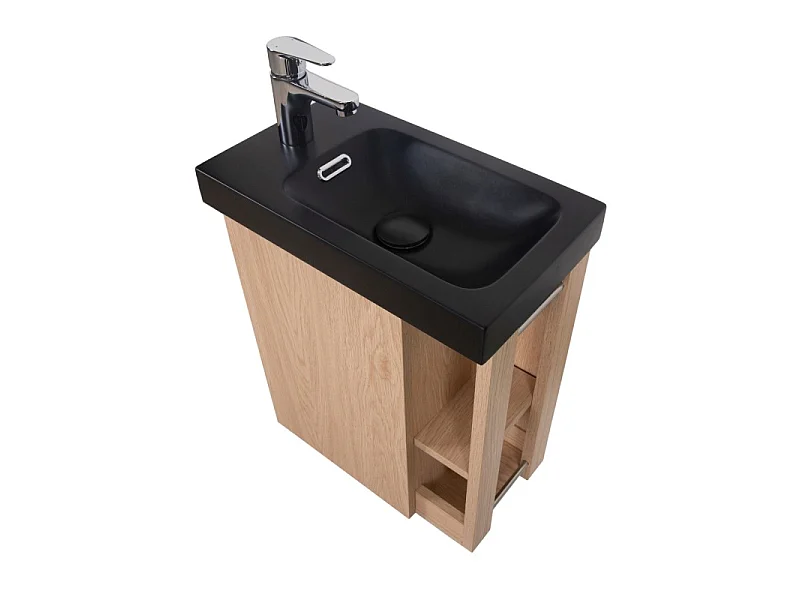 Mobile lavabo sospeso MILTON L.41,5 x P.23,5 cm rettangolare rovere con lavabo nero