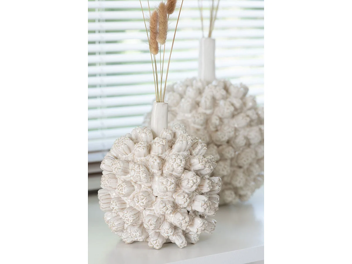 Vase Déco en Grès "Saki" 30cm Blanc