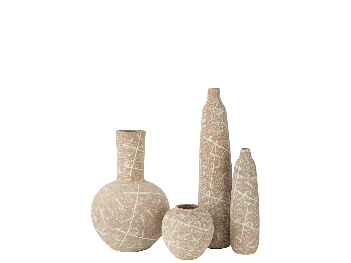 Vase Globe en Grès "Dune" 52cm Beige & Blanc
