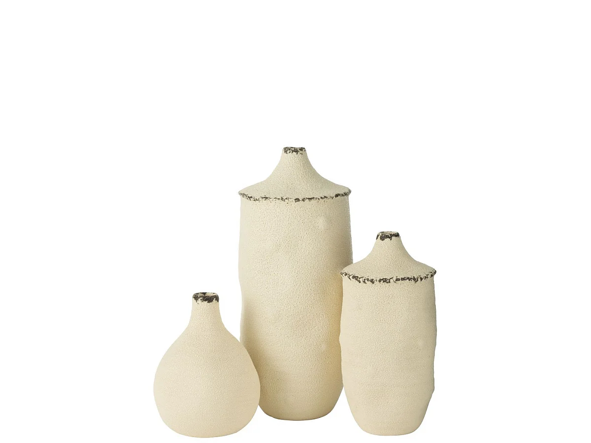 Vase Déco en Grès "Bay" 40cm Blanc