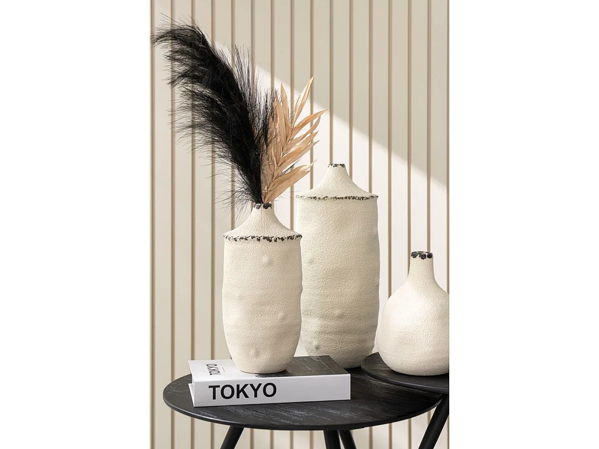 Vase Déco en Grès "Bay" 40cm Blanc