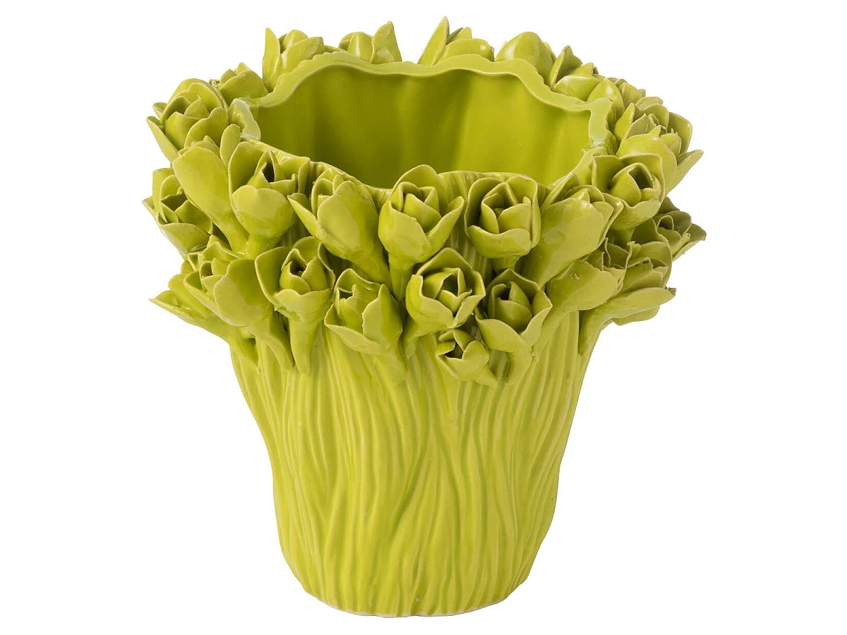 Vase Déco en Grès "Ambrosia" 19cm Vert