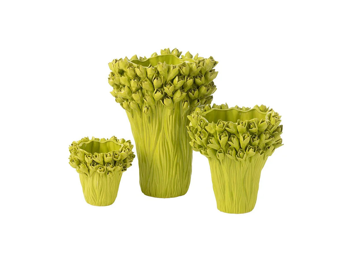 Vase Déco en Grès "Ambrosia" 19cm Vert