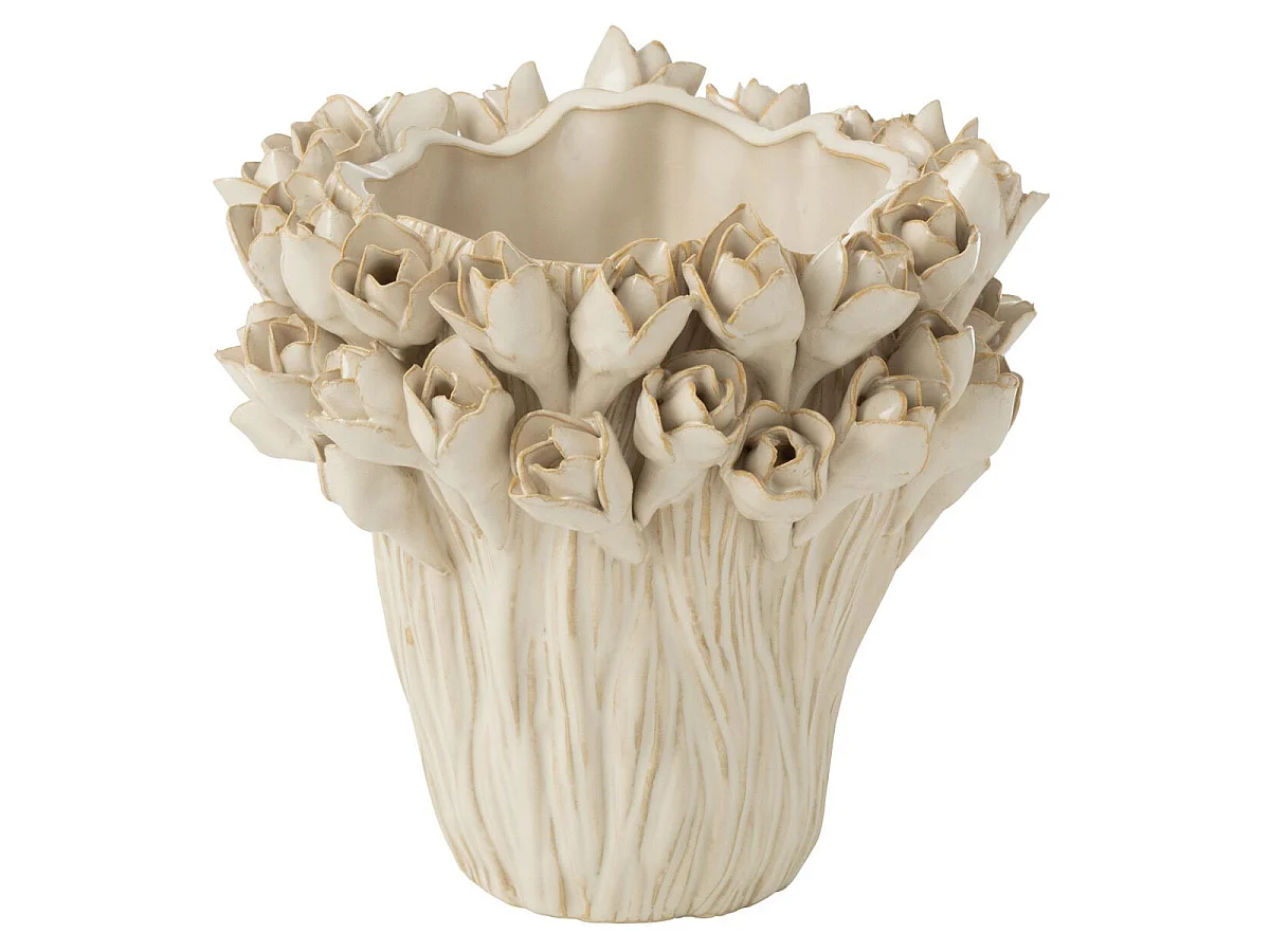 Vase Déco en Grès "Ambrosia" 19cm Blanc