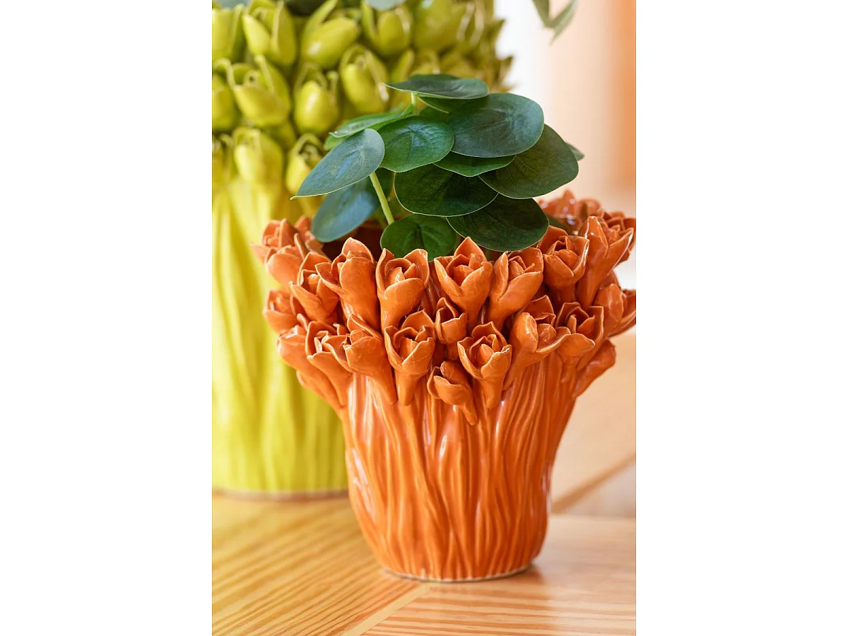Vase Déco en Grès "Ambrosia" 29cm Orange