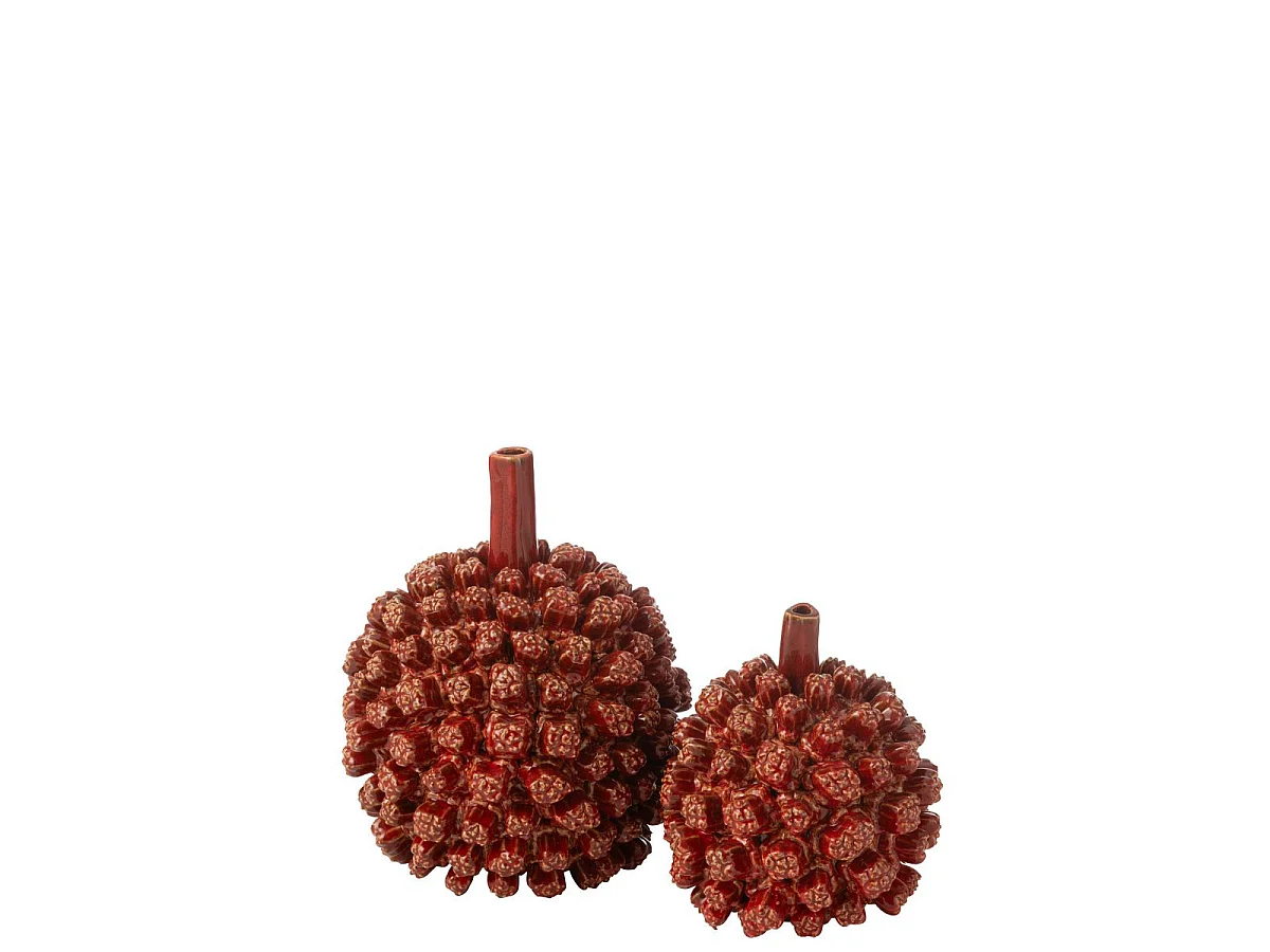 Vase Déco en Grès "Saki" 30cm Rouge