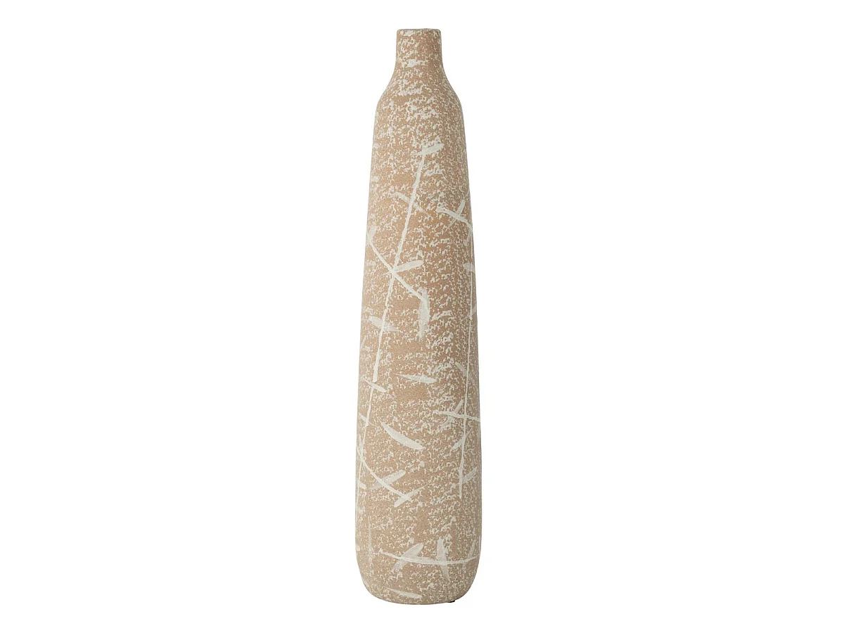 Vase Fin en Grès "Dune" 69cm Beige & Blanc