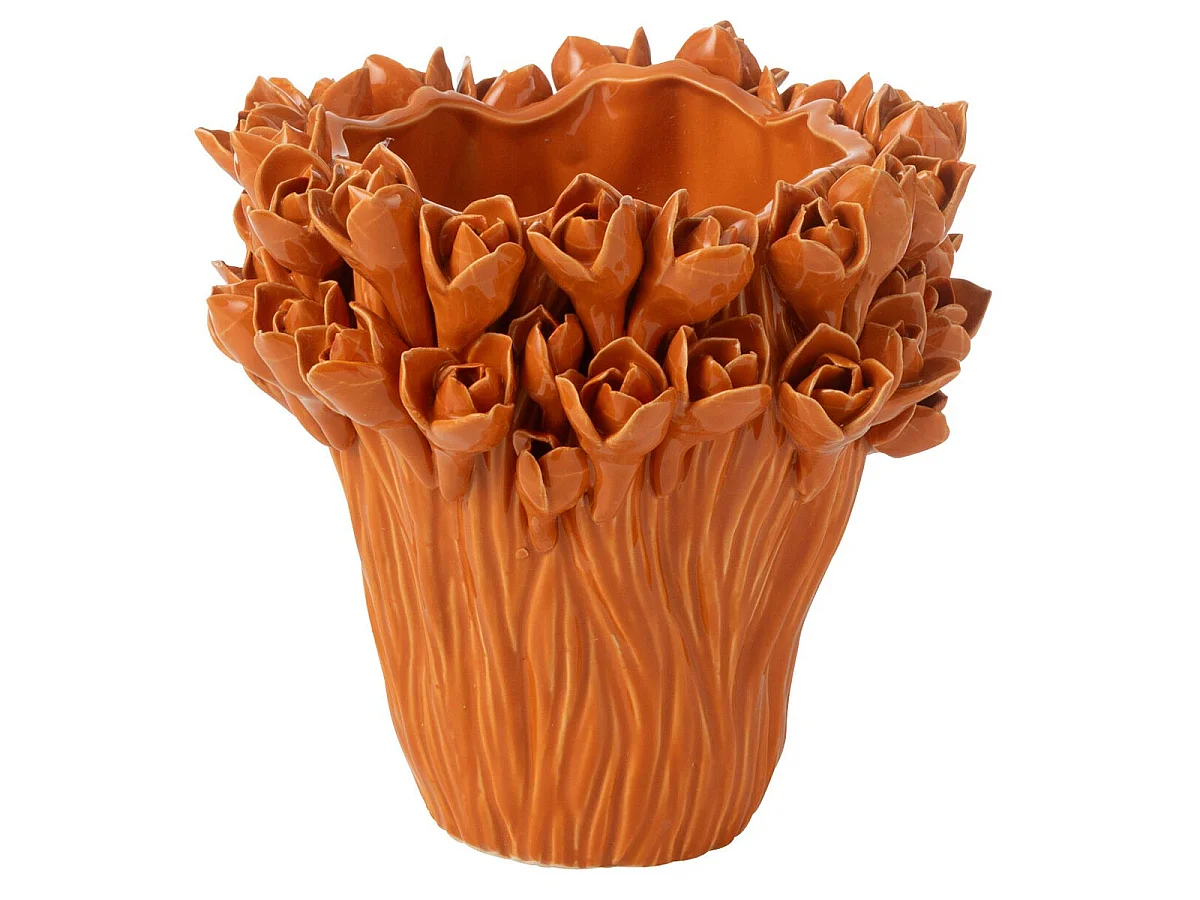 Vase Déco en Grès "Ambrosia" 19cm Orange