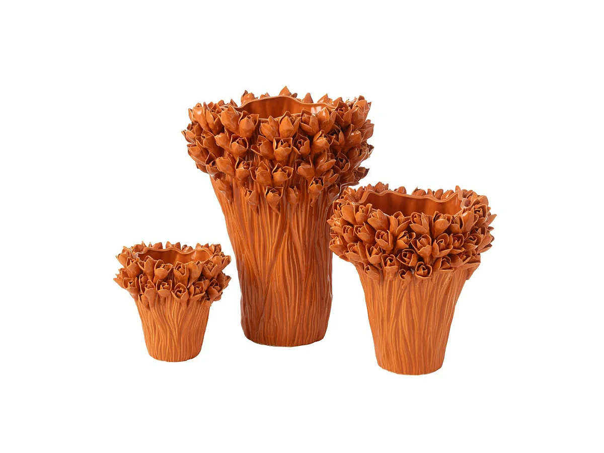 Vase Déco en Grès "Ambrosia" 19cm Orange