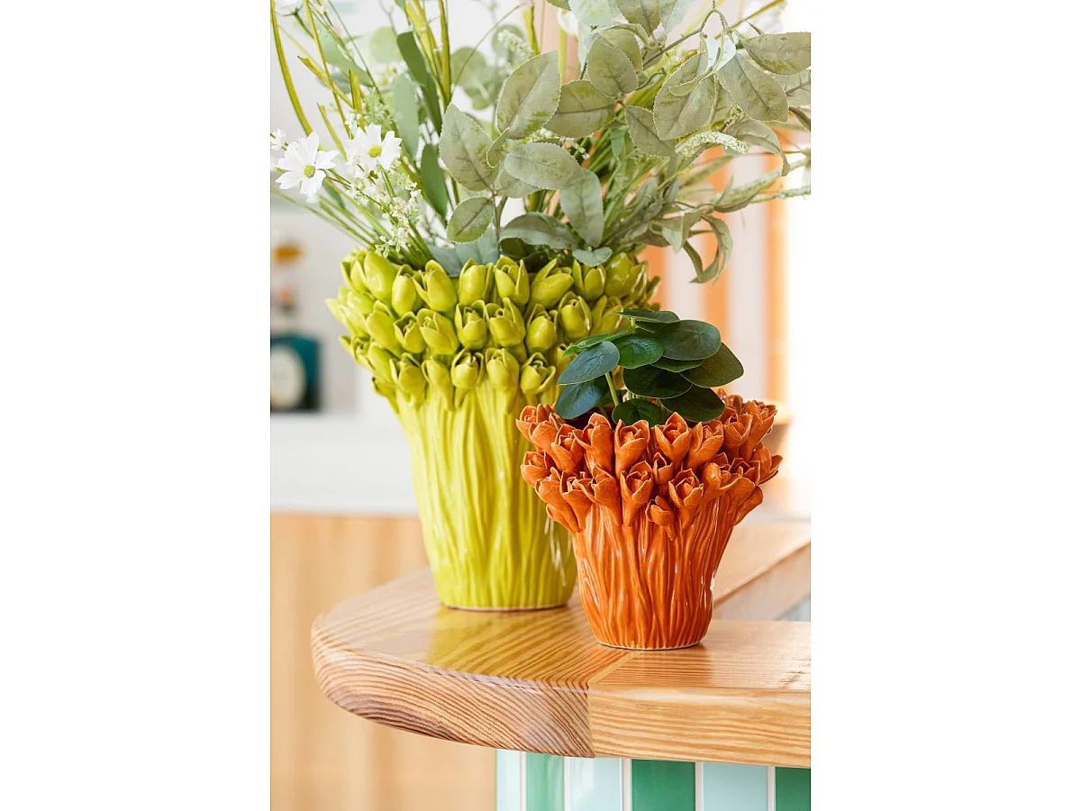 Vase Déco en Grès "Ambrosia" 19cm Orange