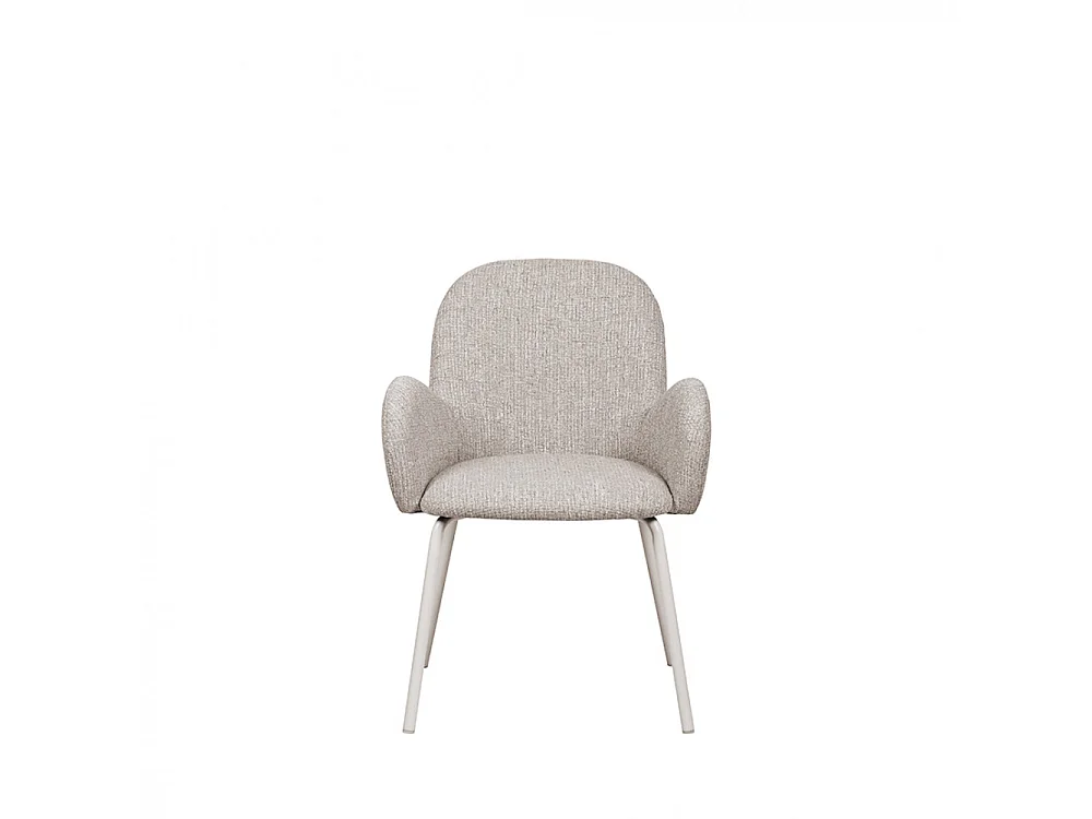 Théodore - Lot de 2 fauteuils de table en tissu et métal - Gris chiné