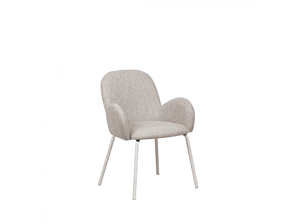 Théodore - Lot de 2 fauteuils de table en tissu et métal - Gris chiné