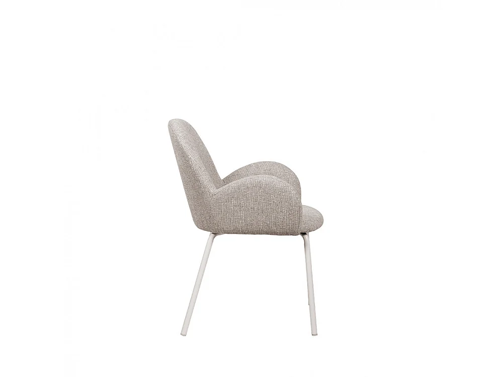 Théodore - Lot de 2 fauteuils de table en tissu et métal - Gris chiné