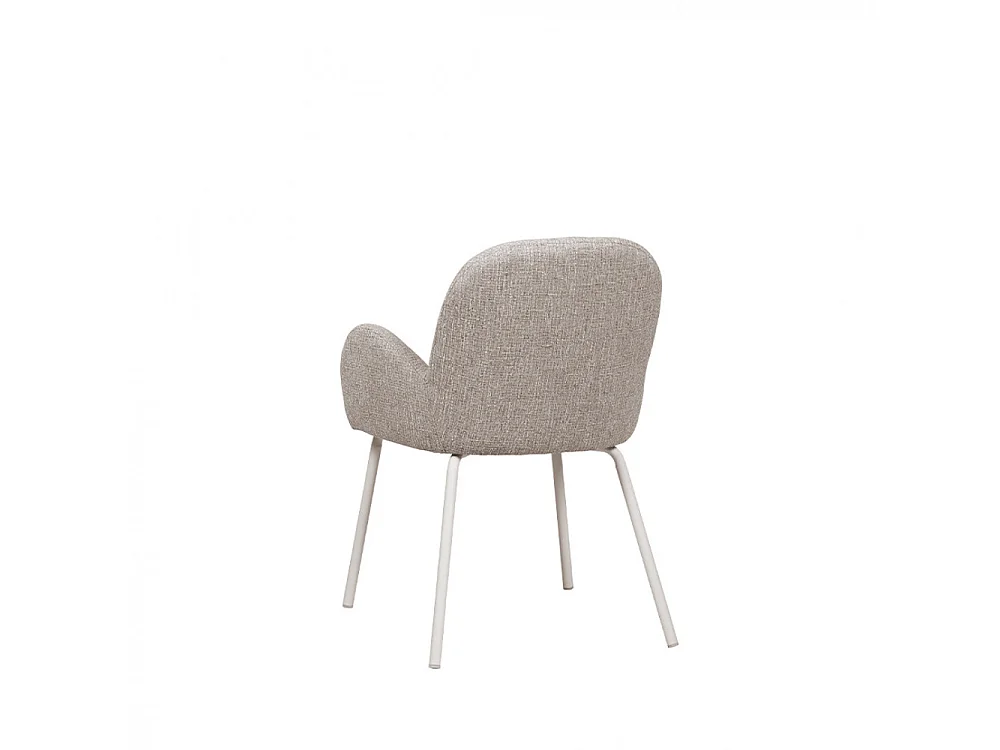 Théodore - Lot de 2 fauteuils de table en tissu et métal - Gris chiné