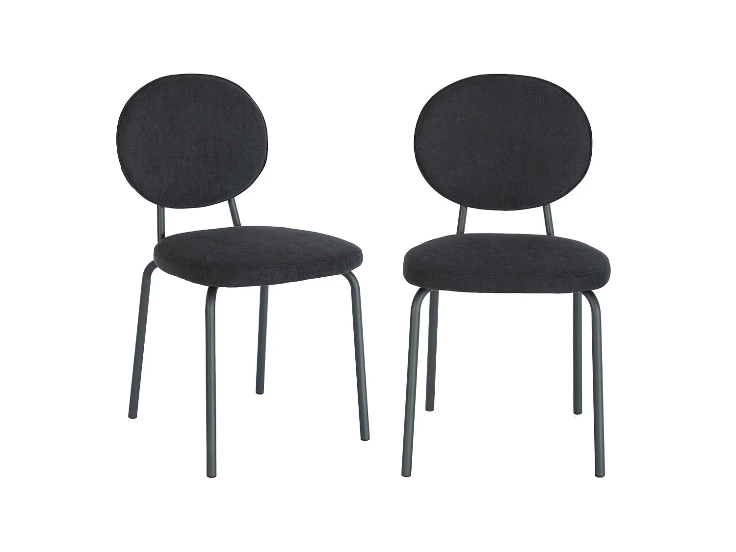 Silla vintage de metal y tela, set de 2 negro