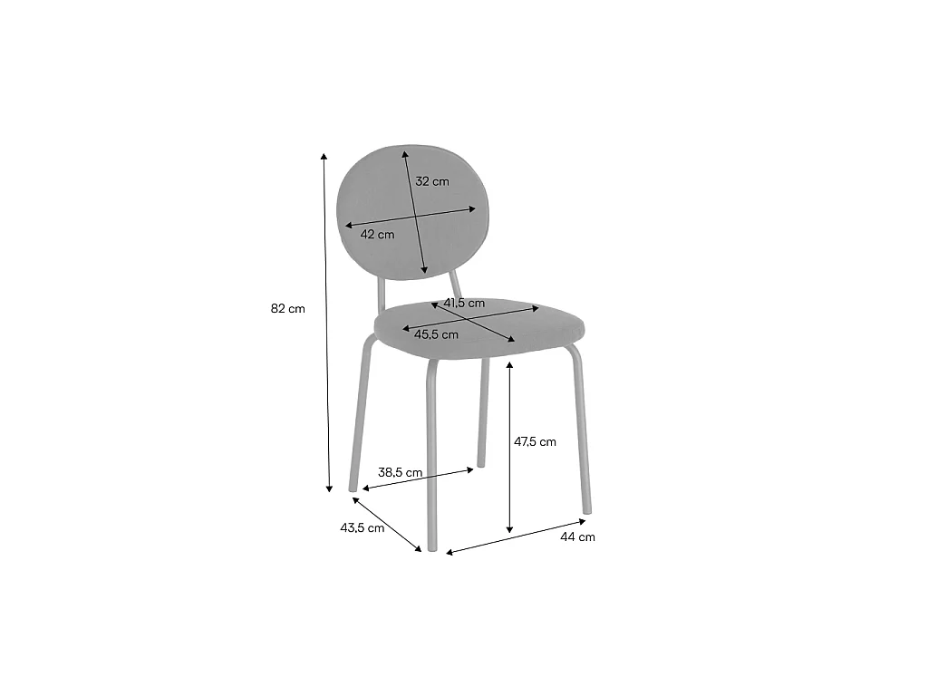 Silla vintage de metal y tela, set de 2 negro