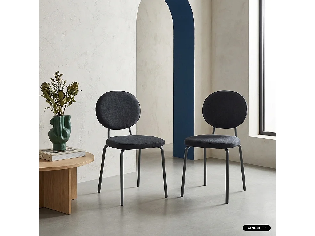Silla vintage de metal y tela, set de 2 negro