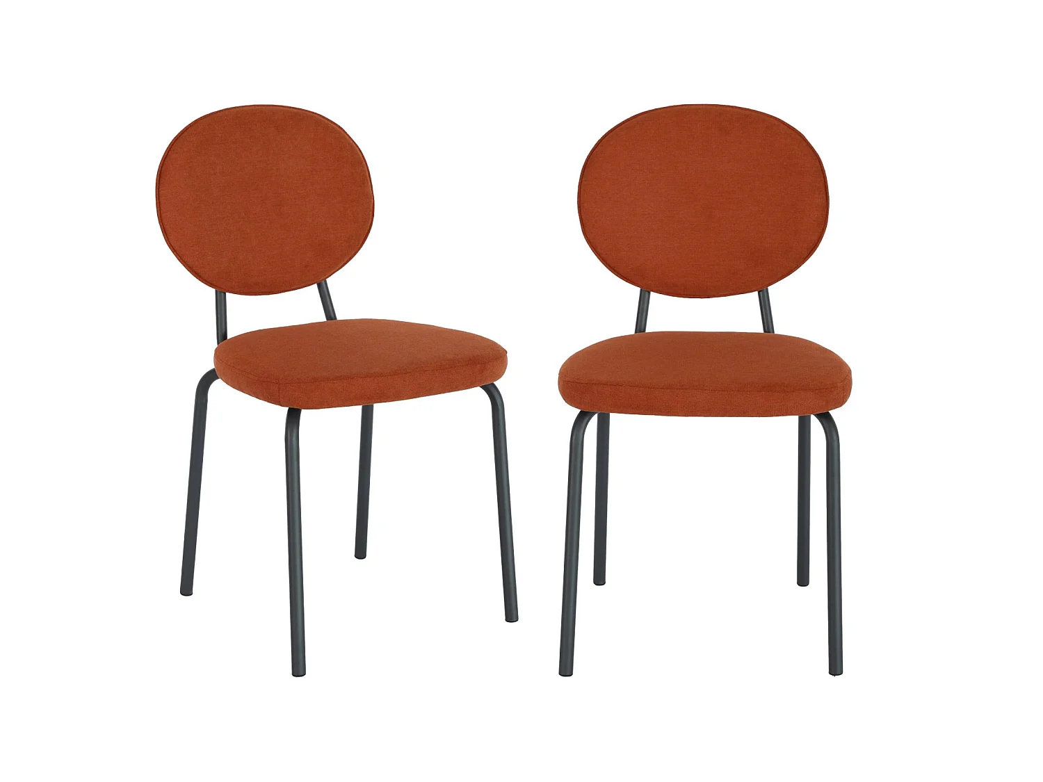 Silla vintage de metal y tela, set de 2 terracota