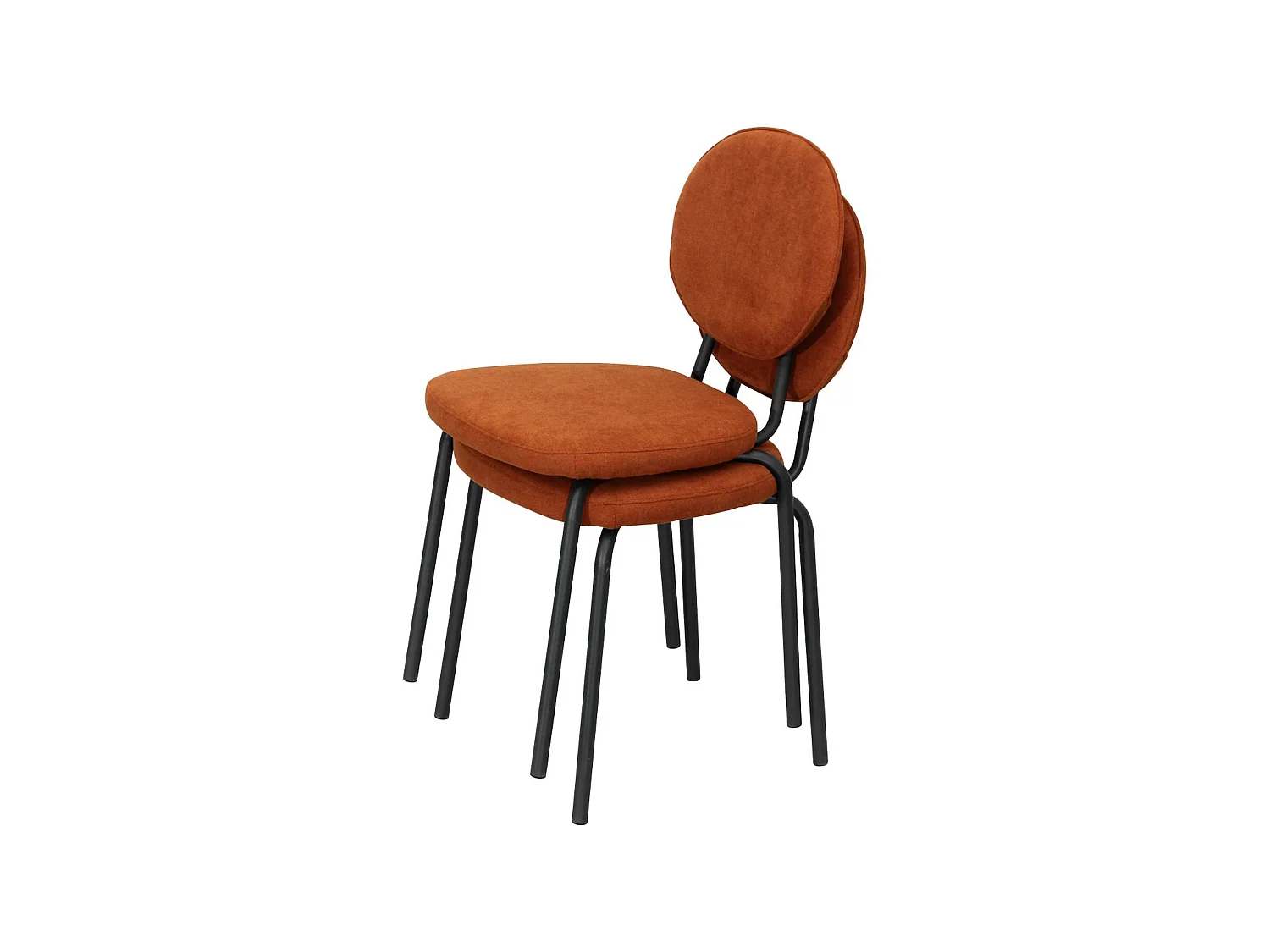 Silla vintage de metal y tela, set de 2 terracota