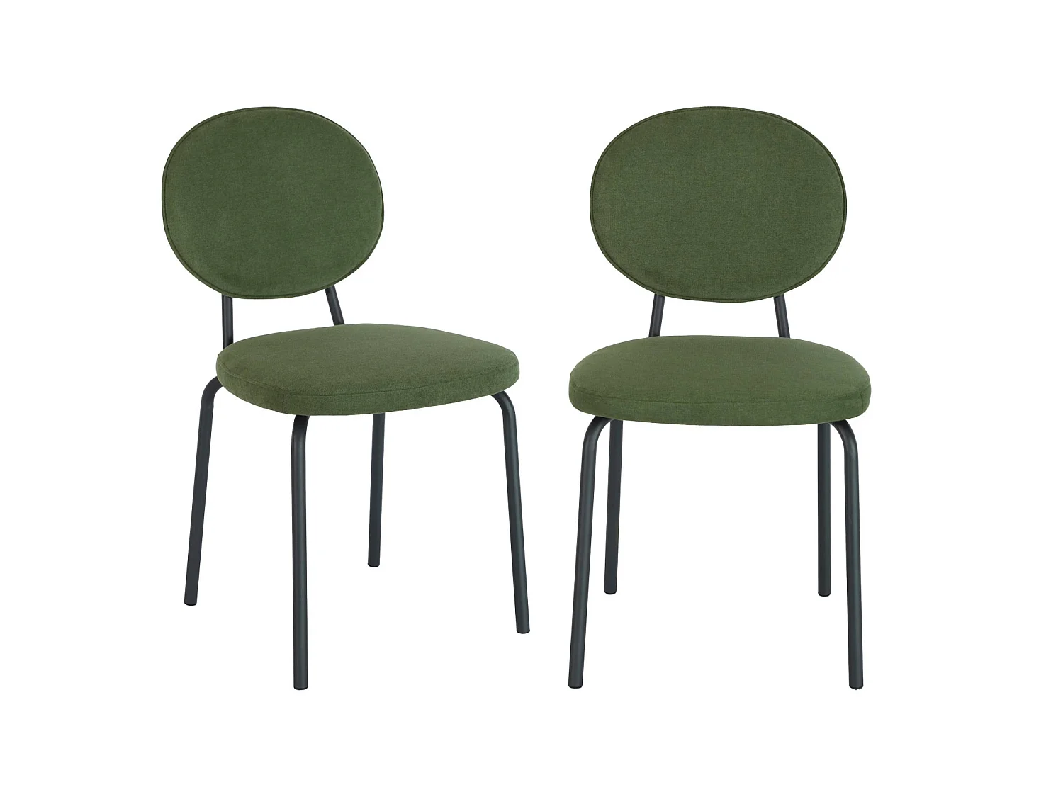 Silla vintage de metal y tela, set de 2 verde kaki