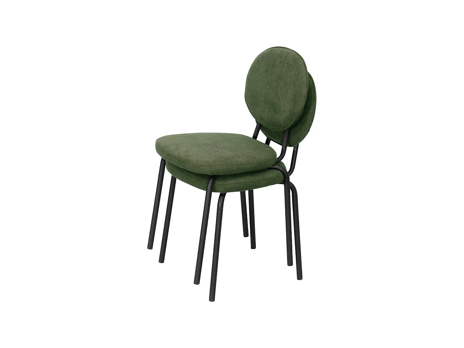 Silla vintage de metal y tela, set de 2 verde kaki