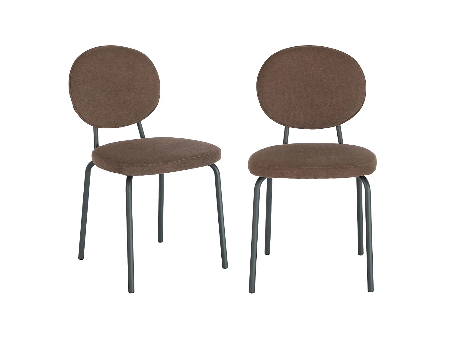 Silla vintage de metal y tela, set de 2 marrón