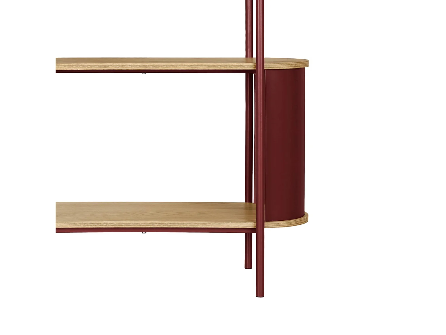 Libreria in metallo curvato e legno a 5 livelli, rosso