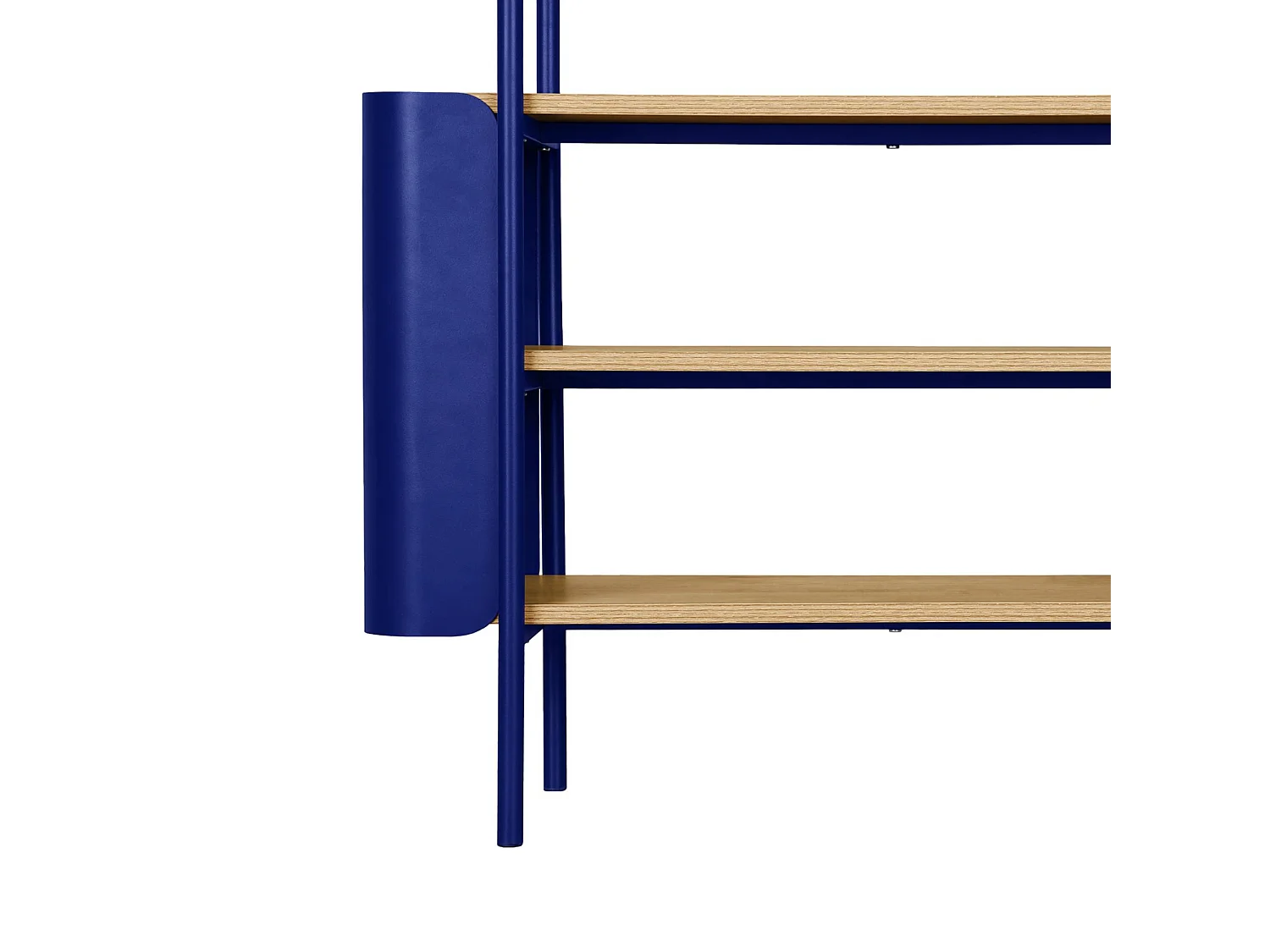 Libreria in metallo curvato e legno a 6 livelli, blu