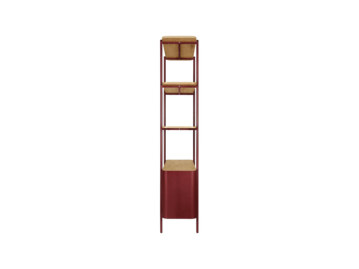 Libreria in metallo curvato e legno a 6 livelli, rosso