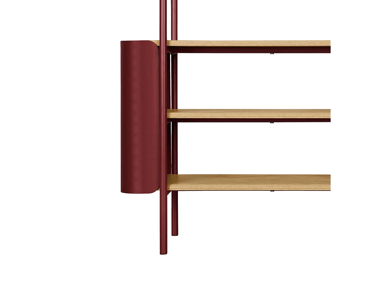 Libreria in metallo curvato e legno a 6 livelli, rosso