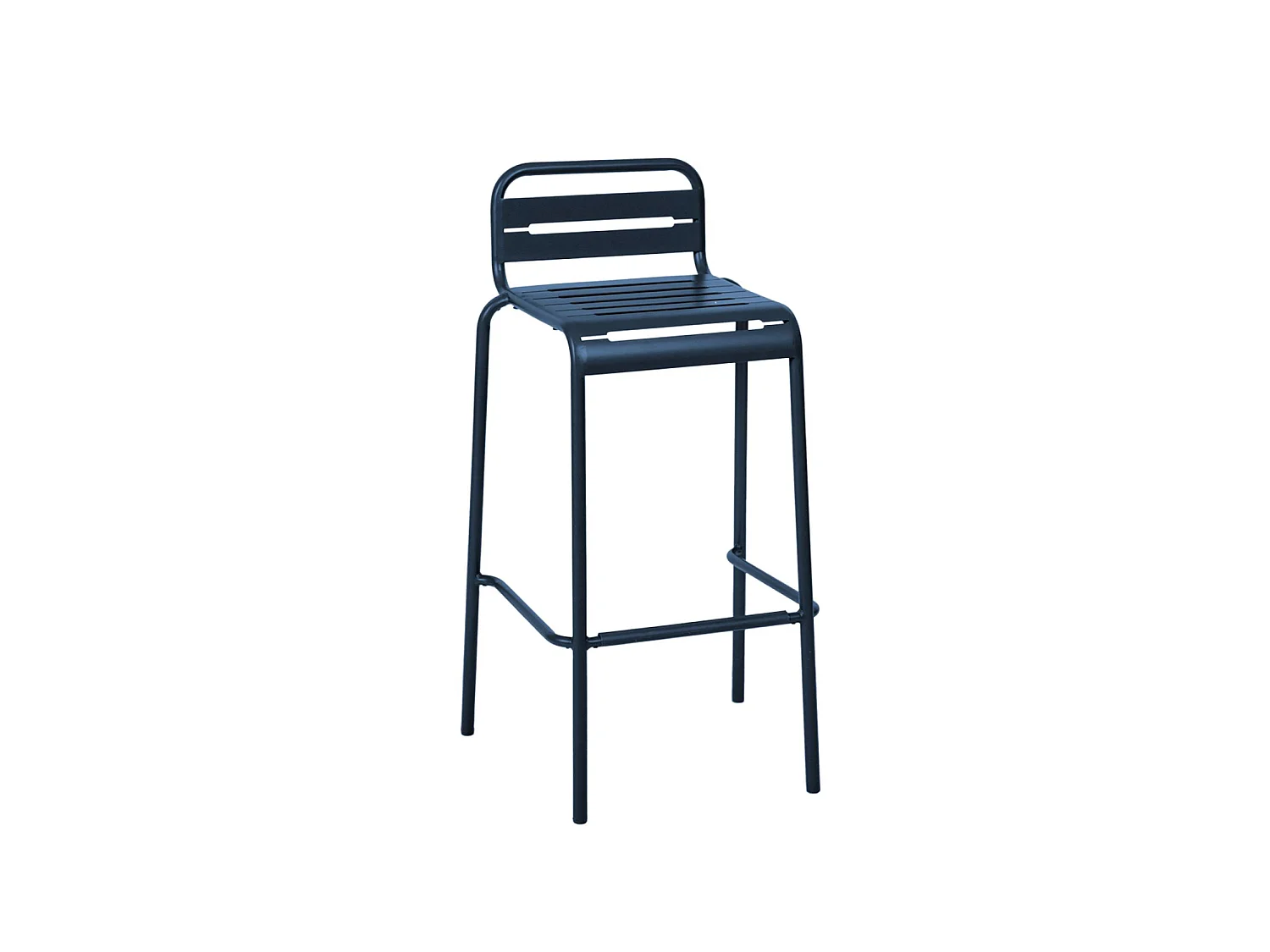Set tavolo alto da giardino in acciaio con 4 sgabelli, 120cm, blu navy