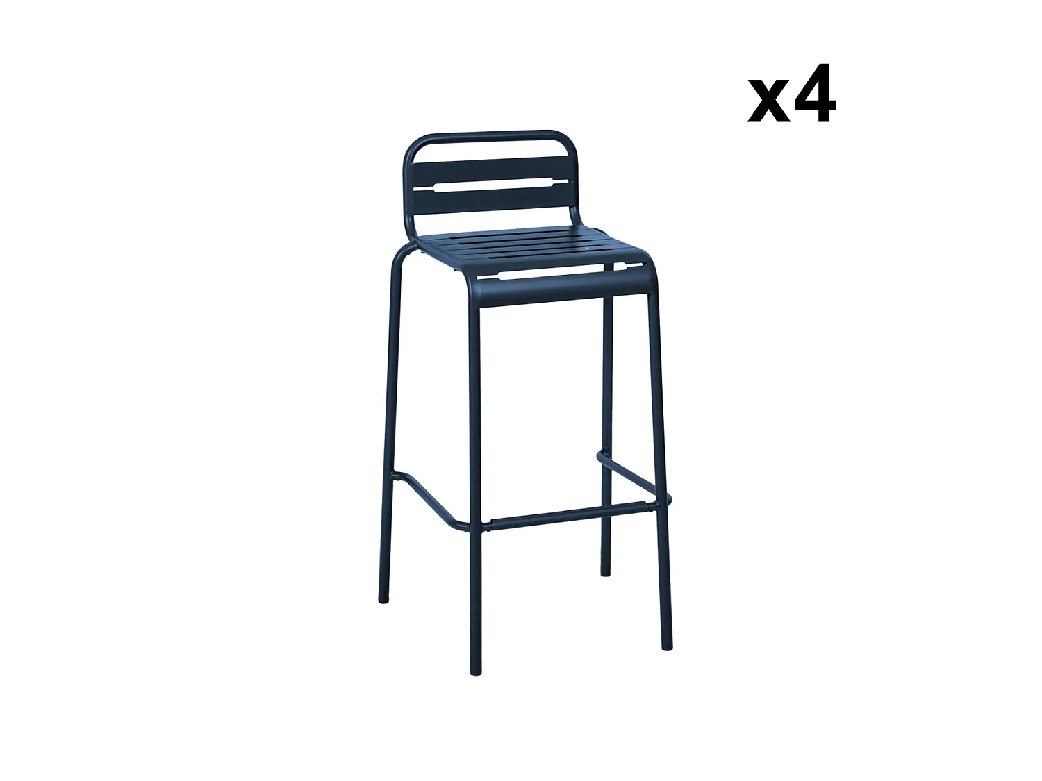 Set tavolo alto da giardino in acciaio con 4 sgabelli, 120cm, blu navy