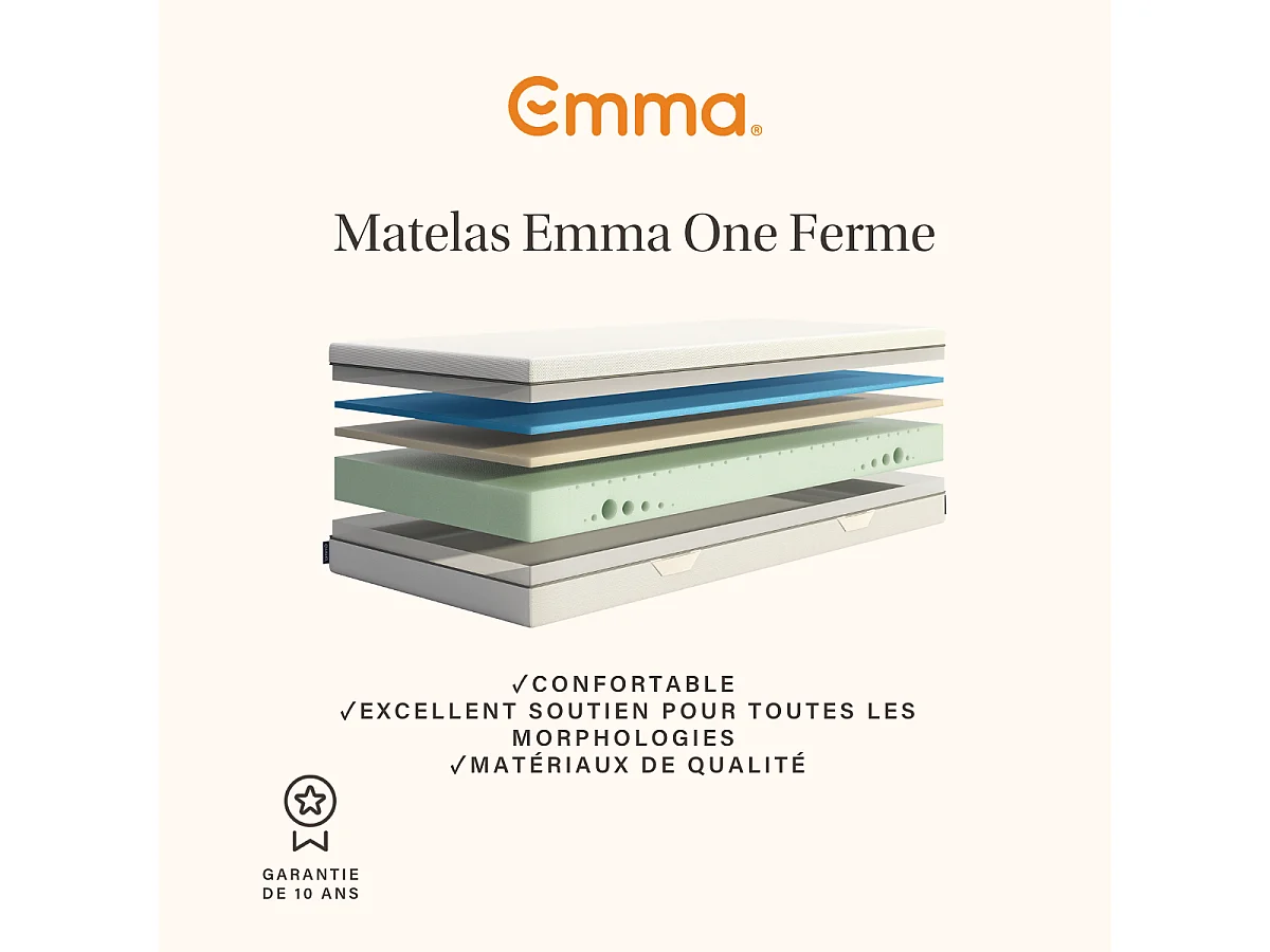 Matelas Emma One Équilibré - 160 x 200 cm