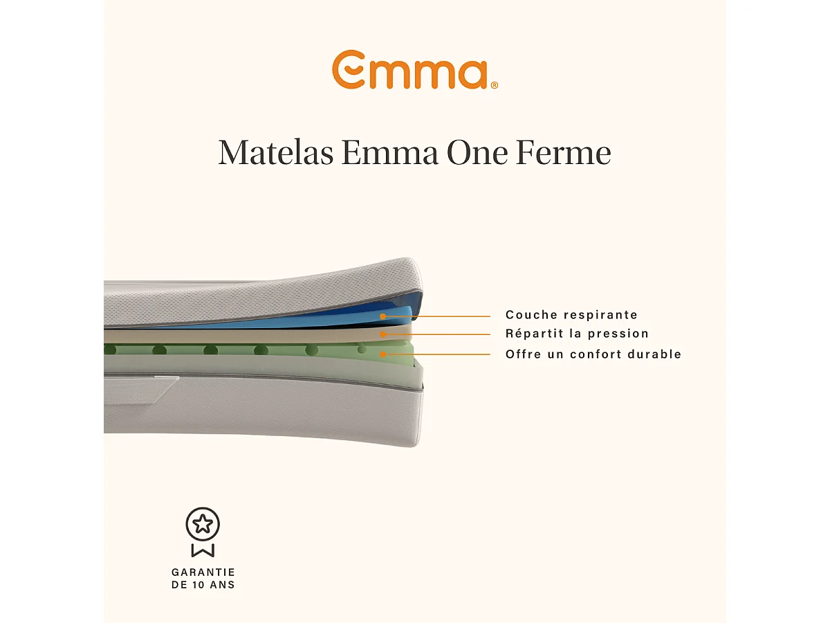 Matelas Emma One Équilibré - 160 x 200 cm