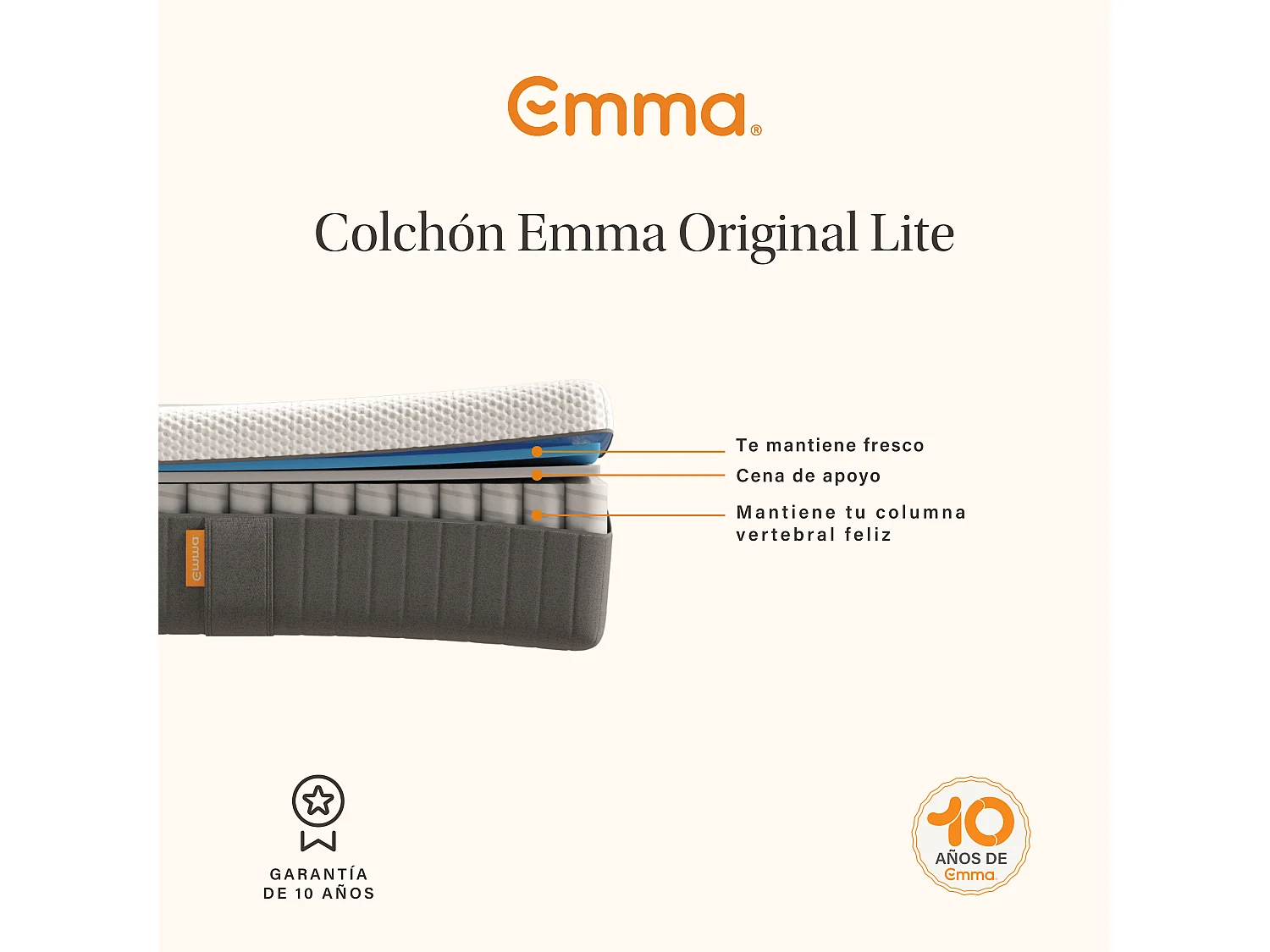 Colchón Original Lite | Muelles y espuma viscoelástica | 22 cm
