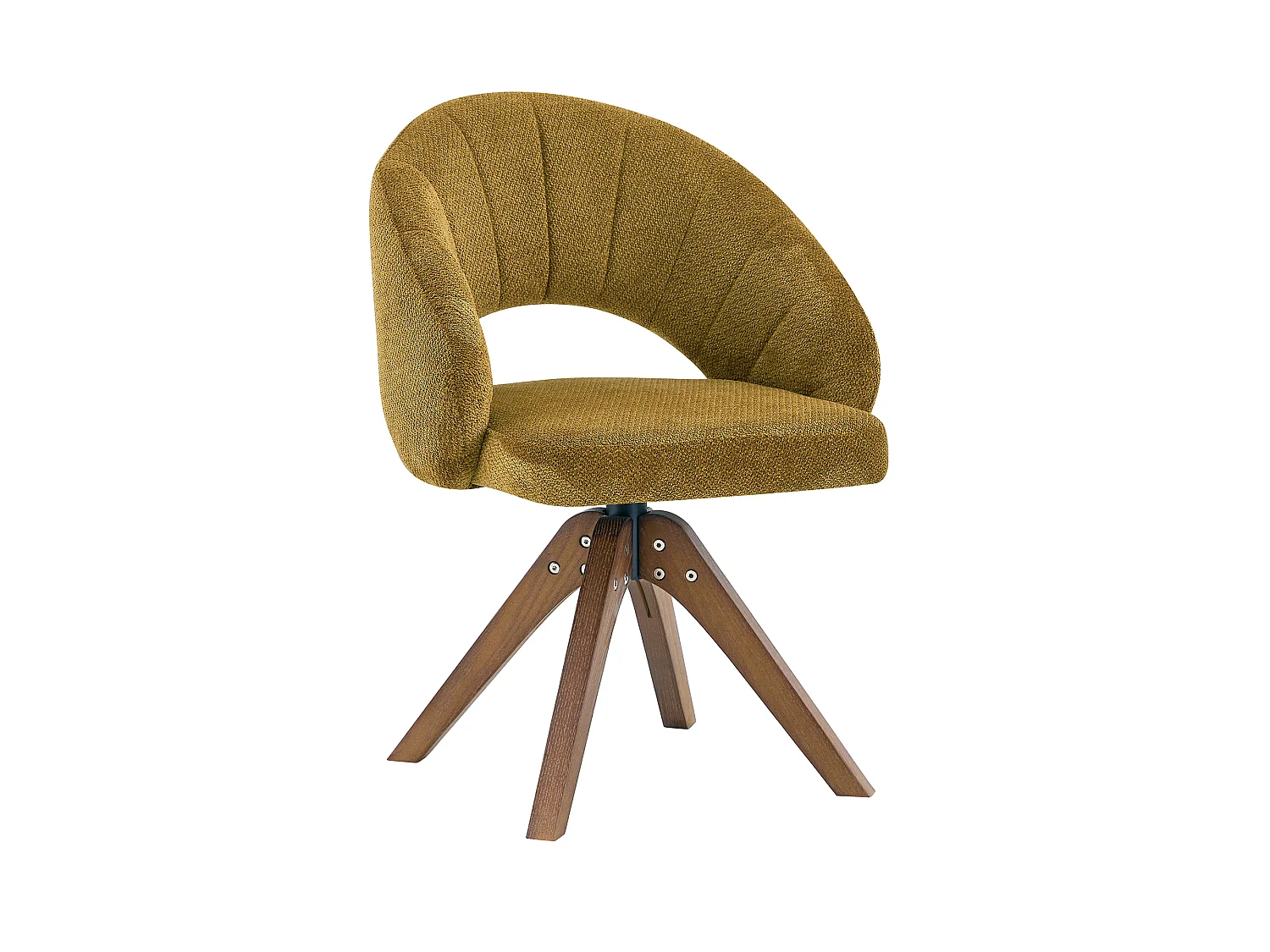 Lot de 2 chaises de salle à manger pivotantes en tissu texturé gingembre avec pieds en bois massif noyer