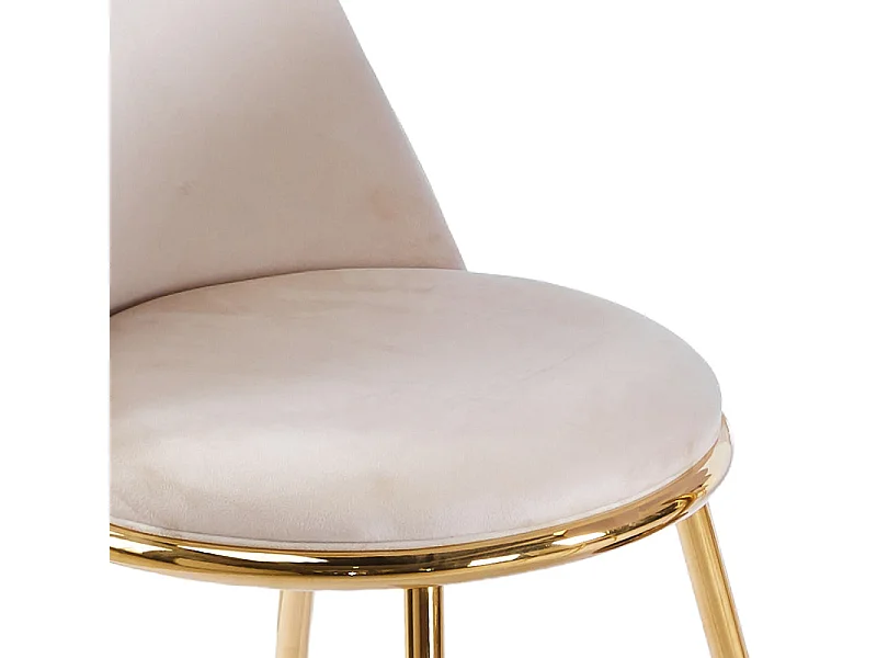Eetkamerstoel in beige fluwelen met gouden metalen poten