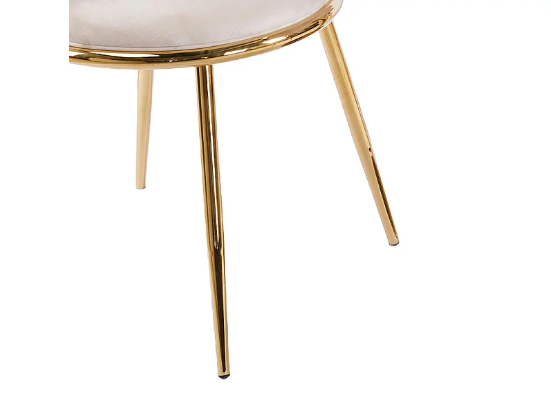 Eetkamerstoel in beige fluwelen met gouden metalen poten