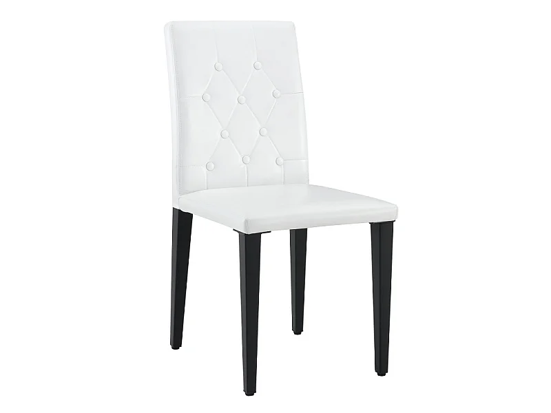 Lot de 4 chaises de salle à manger en similicuir blanc avec pieds en métal noir