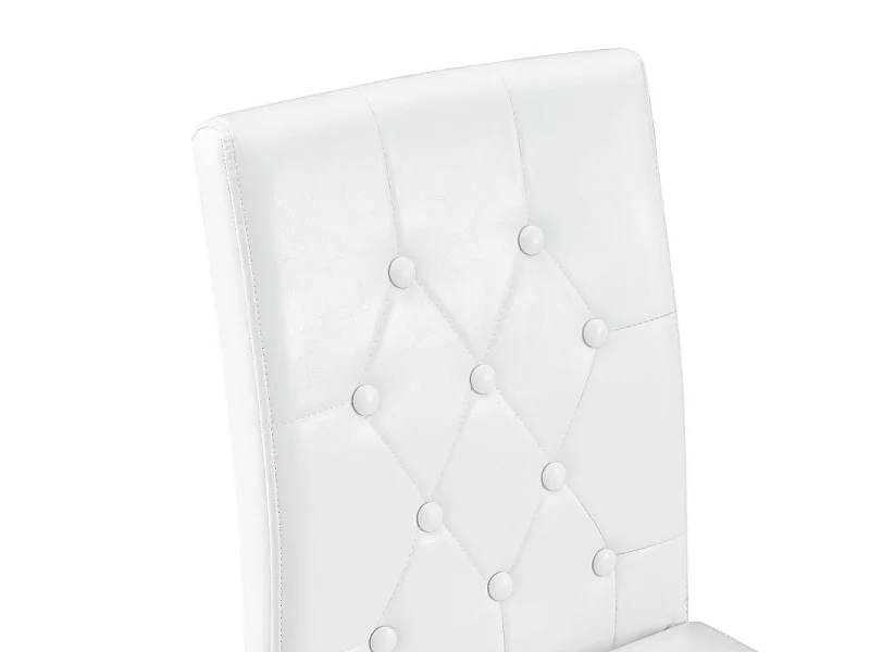 Lot de 4 chaises de salle à manger en similicuir blanc avec pieds en métal noir