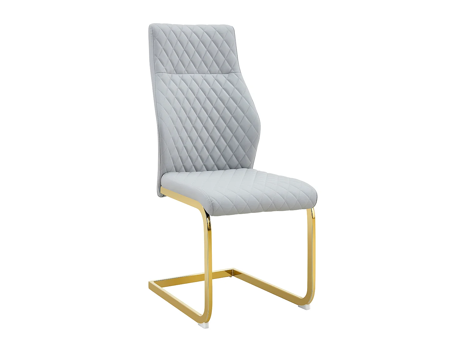 Lot de 2 chaises de salle à manger à dossier haut en similicuir gris clair avec cadre en métal doré