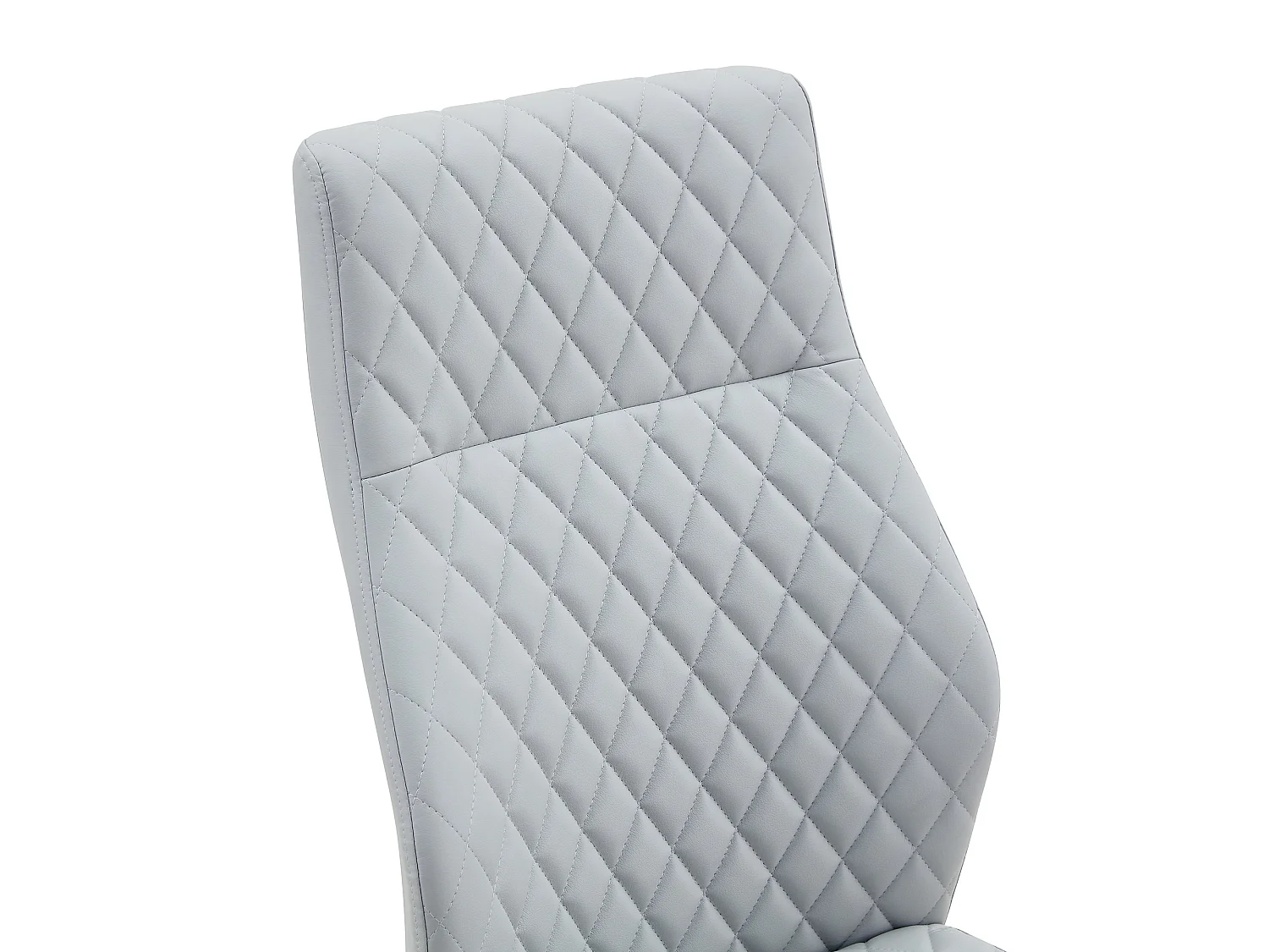 Lot de 2 chaises de salle à manger à dossier haut en similicuir gris clair avec cadre en métal doré