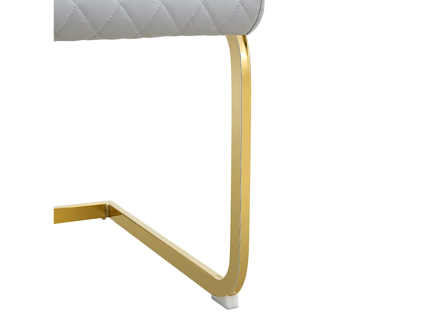 Lot de 2 chaises de salle à manger à dossier haut en similicuir gris clair avec cadre en métal doré